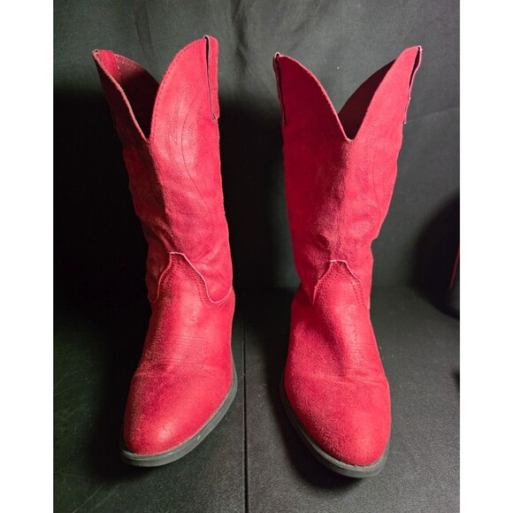 Rampage Shoes - Rampage Walden Women's 9M Red Western Cowboy Cowgirl Boots 300301 Faux Suede